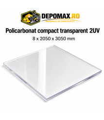 Policarbonat compact transparent 2UV 8 x 2050 x 3050 mm